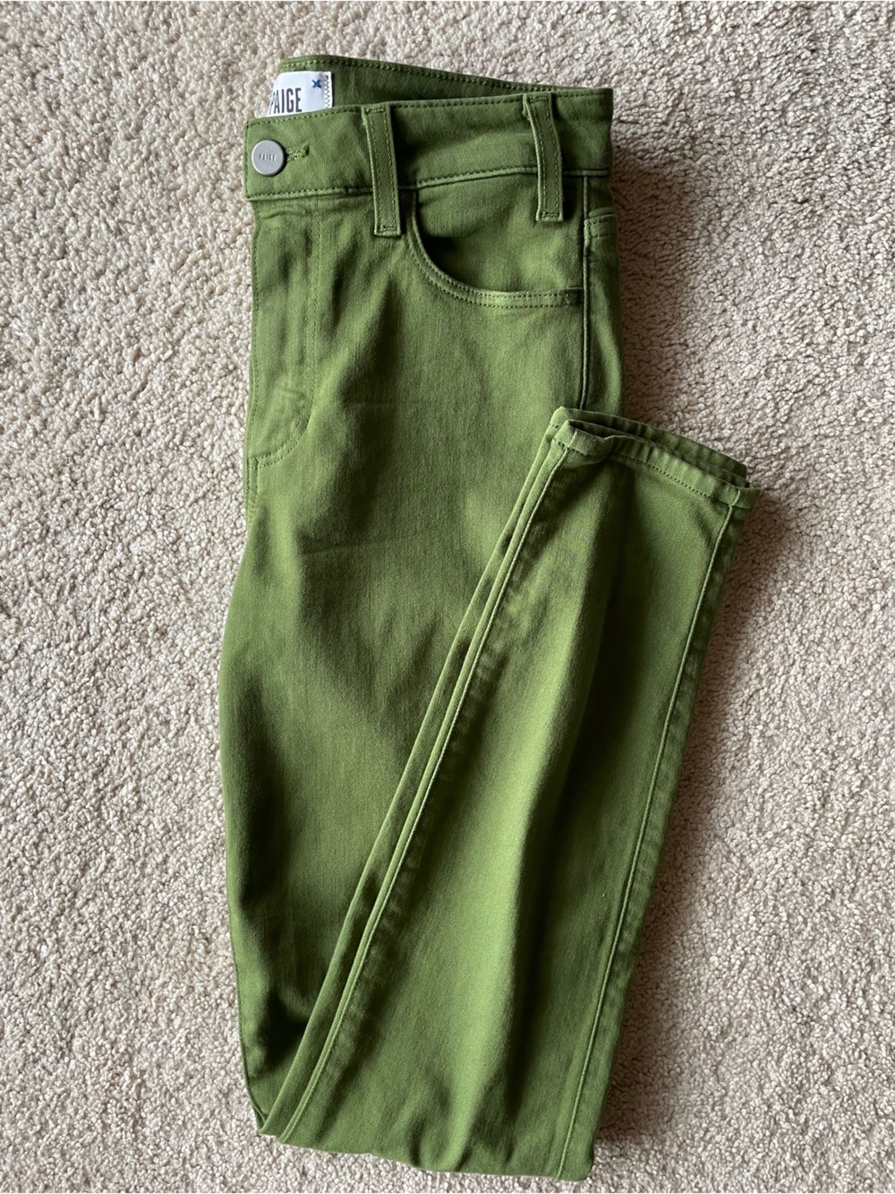 Paige Anthropology Olive Green High-Waist Skinny Jeans Denim Women Size 27 Casua